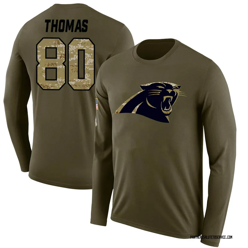 Men's Ian Thomas Carolina Panthers Legend Olive Salute to Service Sideline Long Sleeve T-Shirt