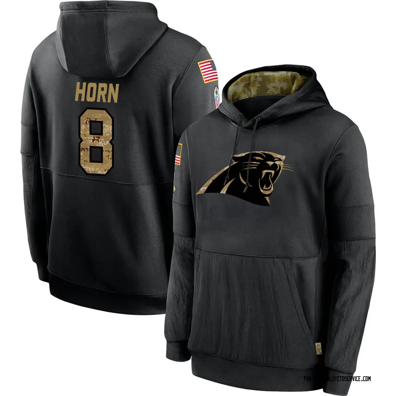 Men's Jaycee Horn Carolina Panthers Black 2020 Salute to Service Sideline Performance Pullover Hoodie