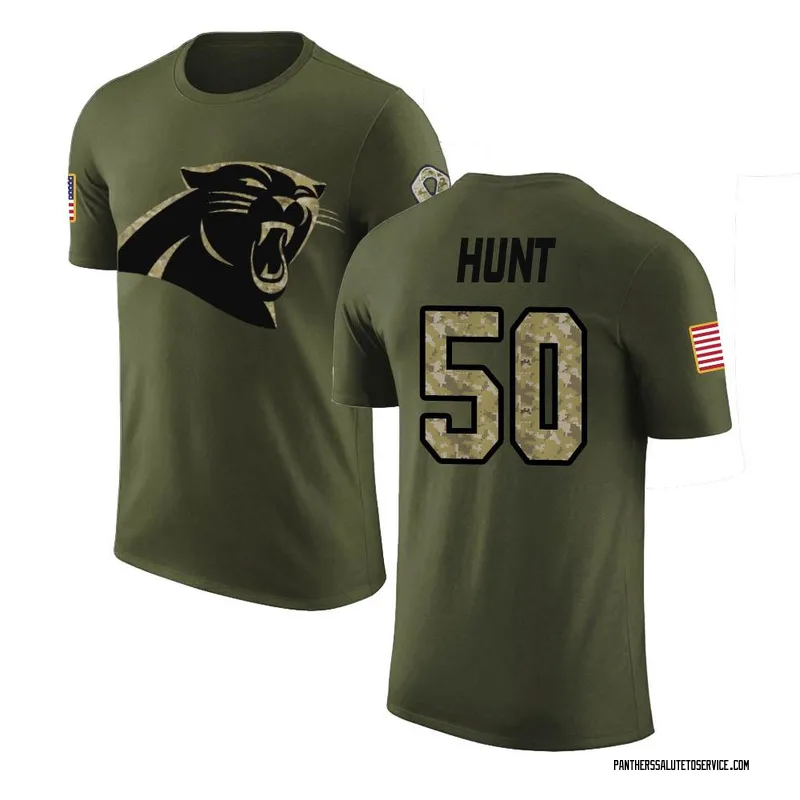 Men's Robert Hunt Carolina Panthers Legend Olive Salute to Service T-Shirt